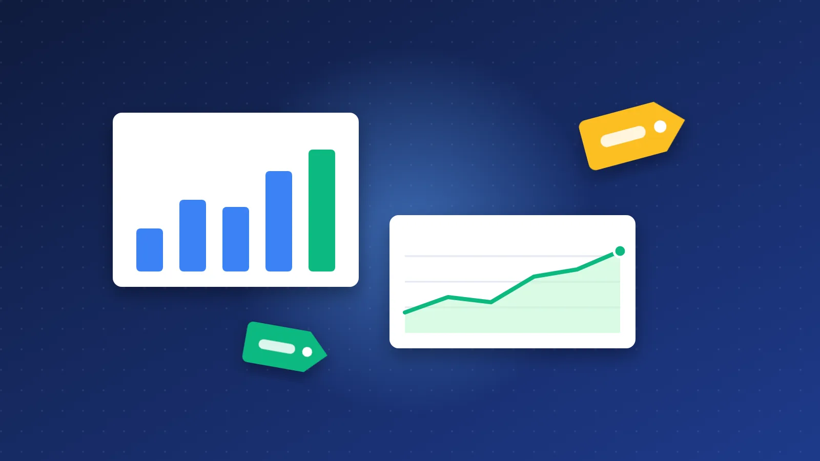 Illustration of SEO tool charts with price tags