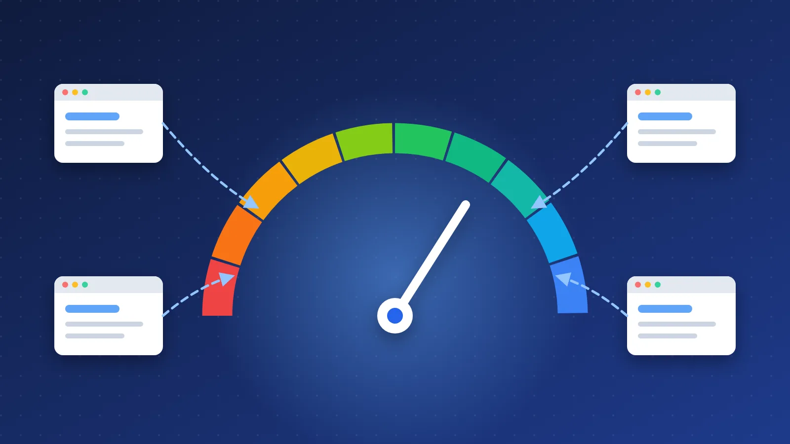 Illustration of a gauge measuring website authority as links from other sites point to it